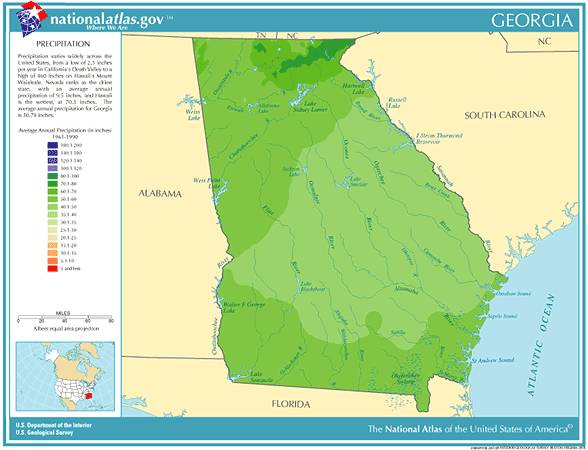 Georgia Average Annual Precipitation