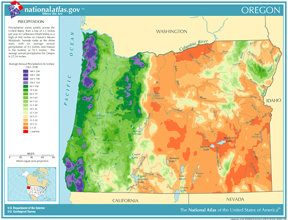 Annual Oregon rainfall, severe weather and climate data